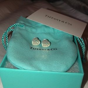 Sterling silver Tiffany & Co. heart stud earrings